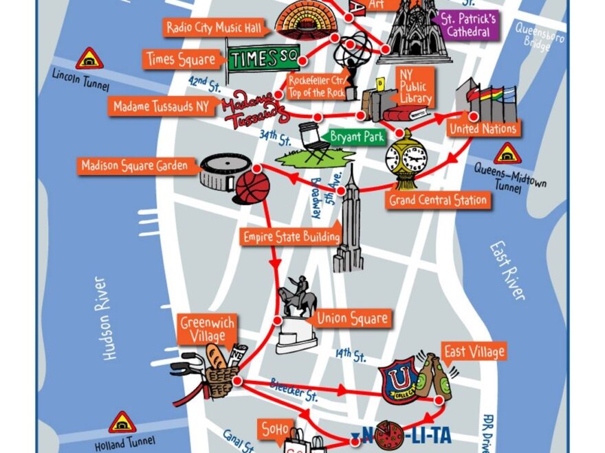 Detailed Map Of Most Popular Tourist Attractions Of Manhattan NYC New York USA United States Of America North America Mapsland Maps Of The World