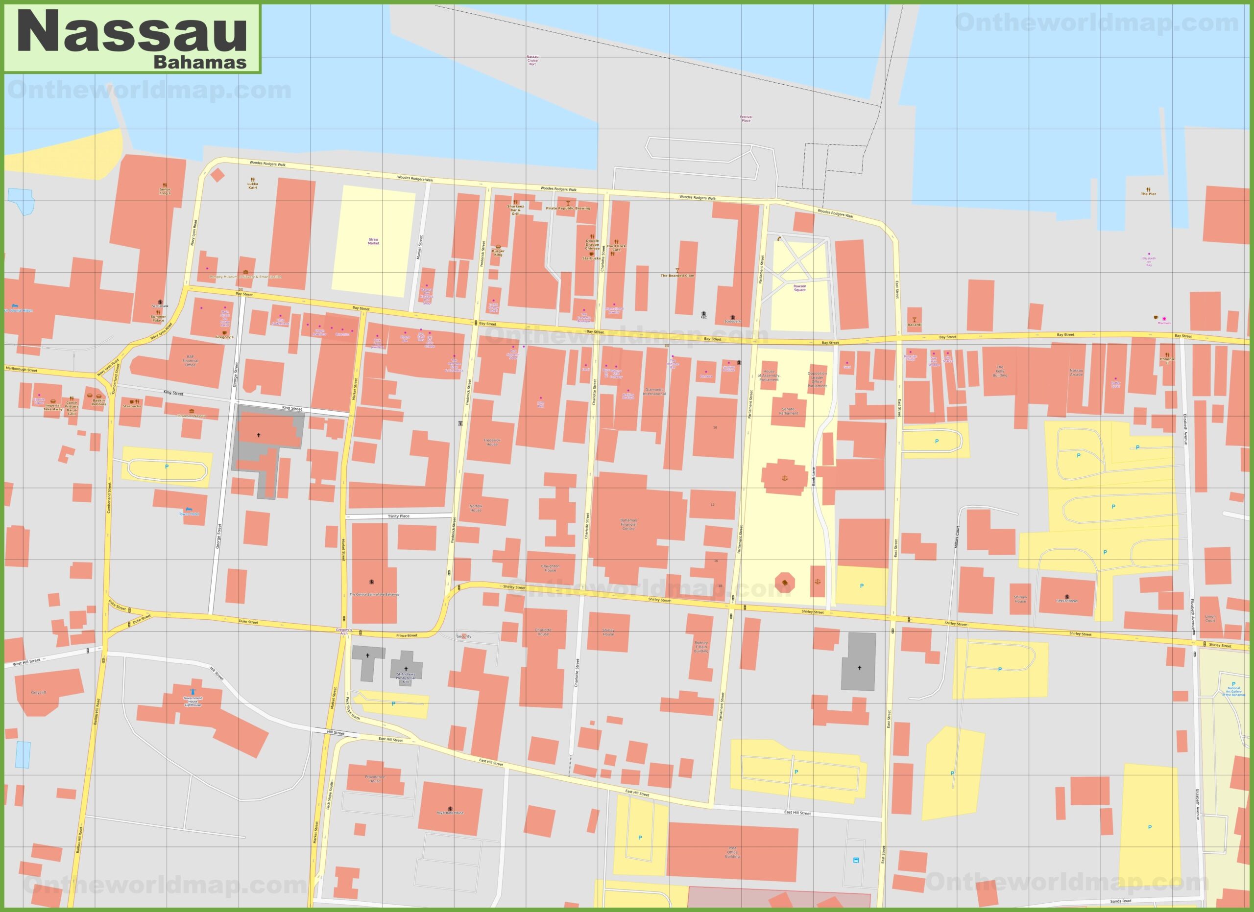 Detailed Map Of Nassau Downtown Ontheworldmap
