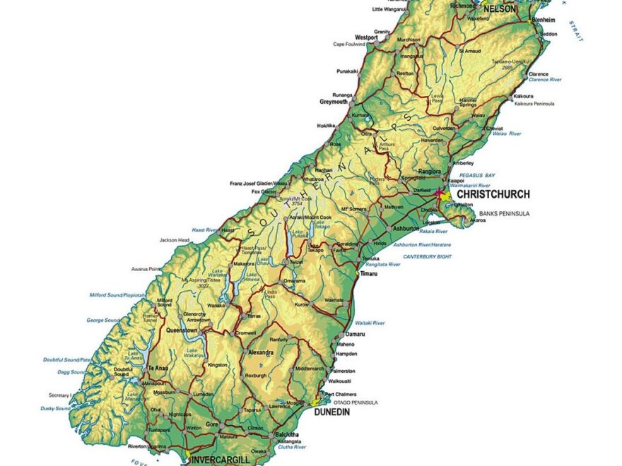 Detailed Map Of South Island New Zealand With Other Marks New Zealand Oceania Mapsland Maps Of The World