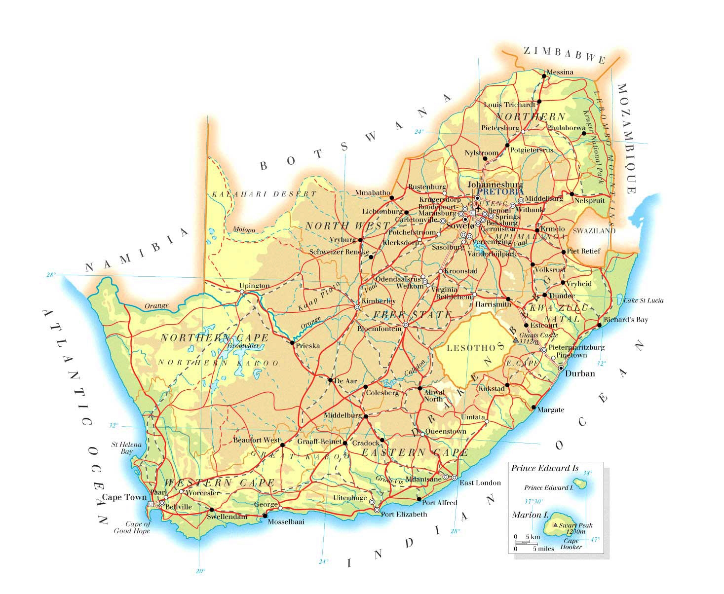 Printable South African African Map Printable South African African Map
