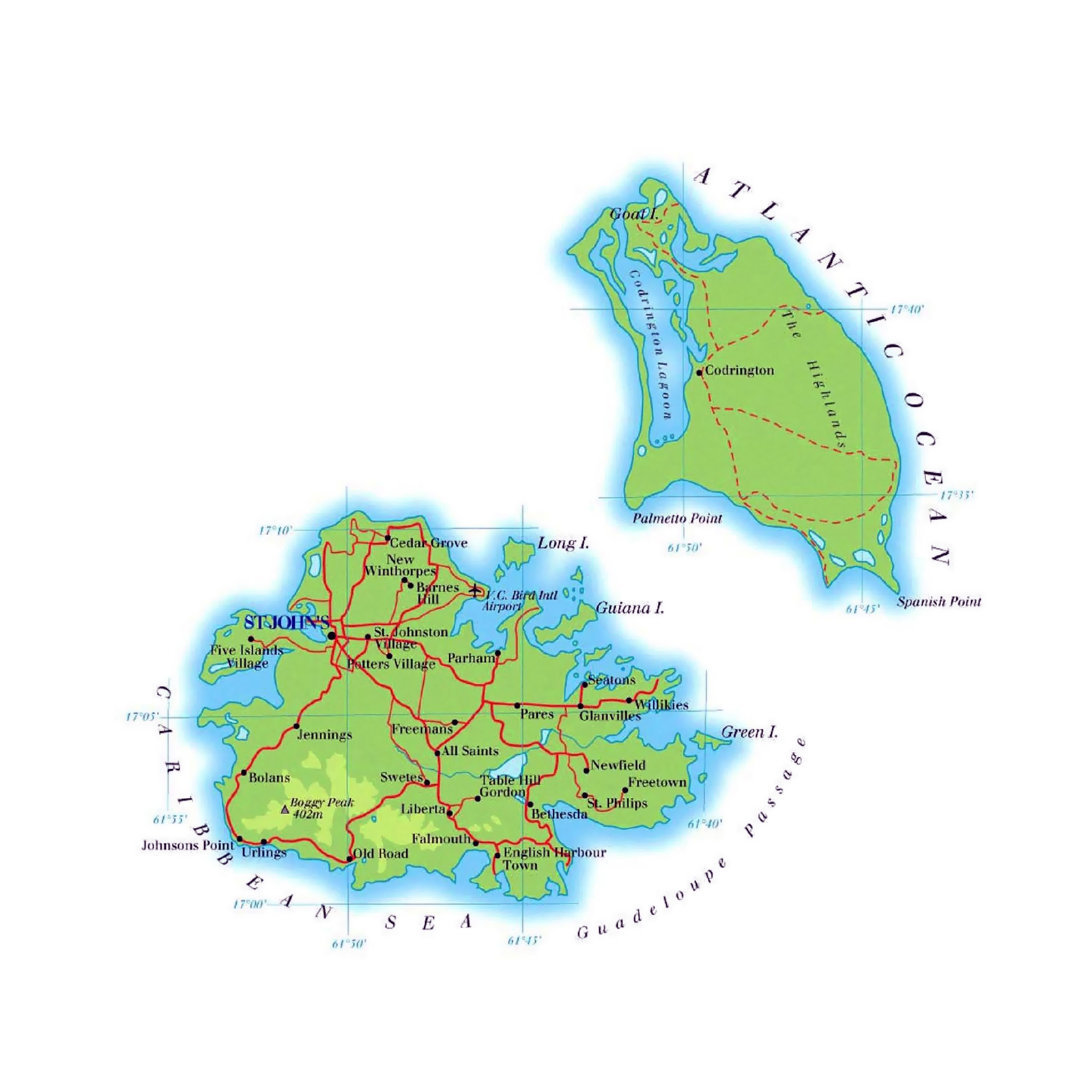 Printable Map Of Antigua Printable Map Of Antigua