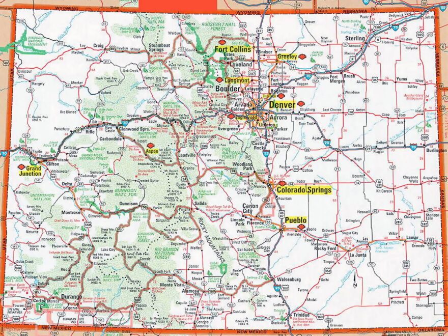 Detailed Roads And Highways Map Of Colorado State Colorado State USA Maps Of The USA Maps Collection Of The United States Of America