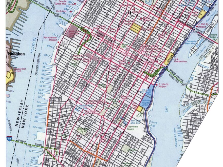 Detailed Street Map Of Manhattan NYC New York USA United States Of America North America Mapsland Maps Of The World