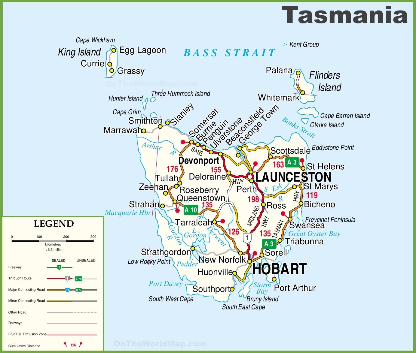 Detailed Map Of Tasmania Printable Detailed Map Of Tasmania Printable