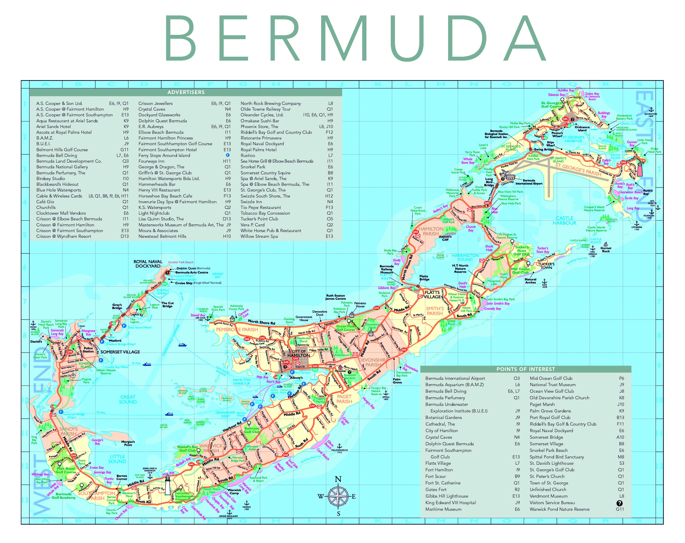 Detailed Tourist Map Of Bermuda Bermuda Detailed Tourist Map Vidiani Maps Of All Countries In One Place