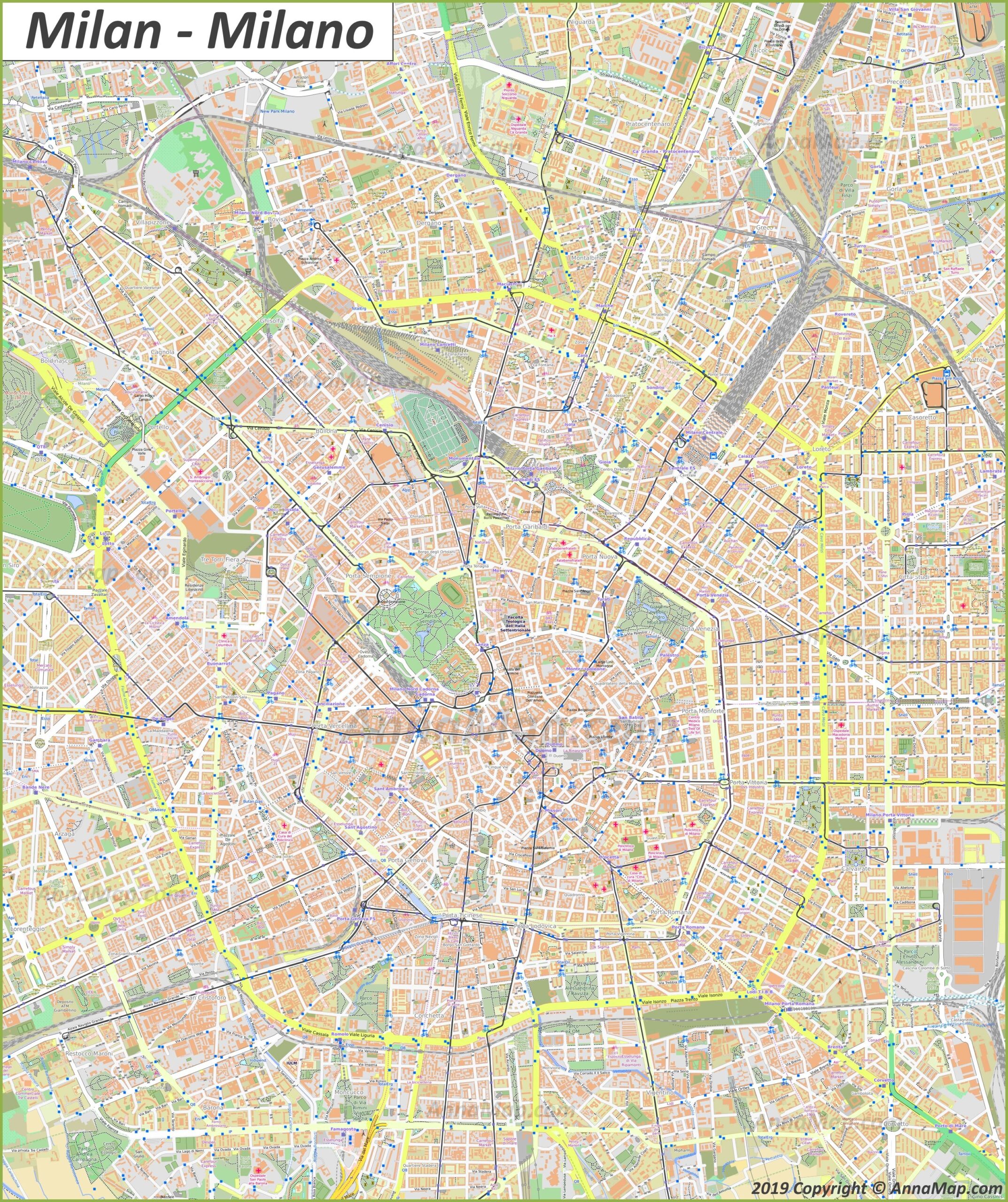 Printable Map Of Milan Italy