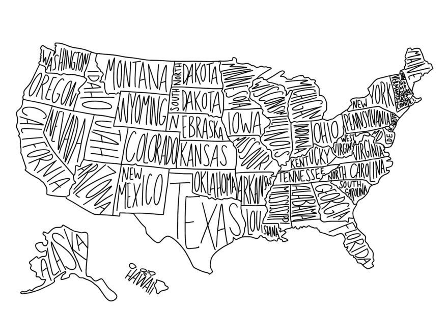 Digital Download United States Map Coloring Page State Map School Map USA Map Printable Map Travel Map Geography Map Teaching States Etsy