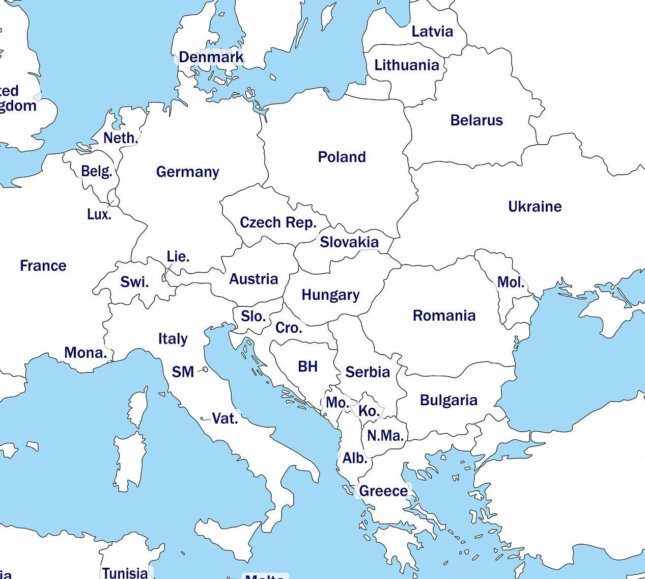 Eastern Europe Map Printable