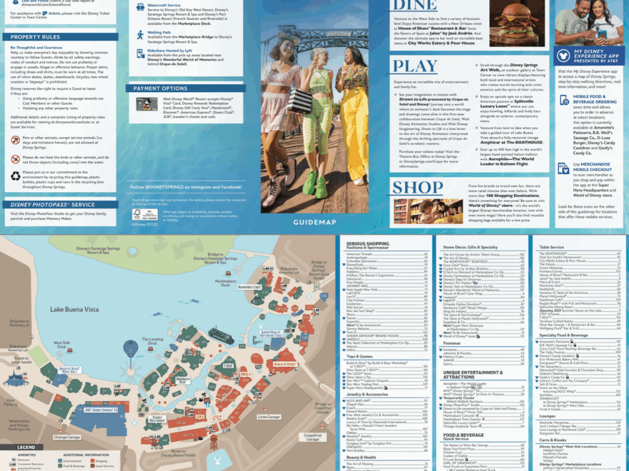 Disney Springs Map At Walt Disney World Resort Printable PDF