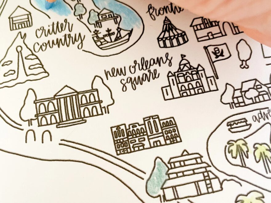 Disneyland Map Coloring Page DIGITAL DOWNLOAD Disneyland Print Out Disneyland Art Disneyland Sticker Disneyland Watercolor Etsy