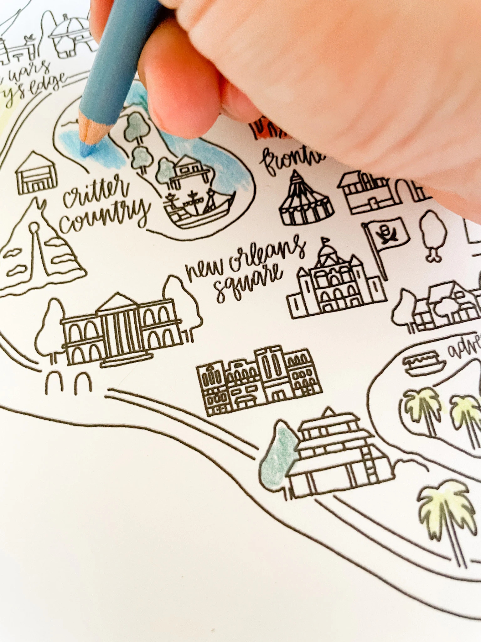Disneyland Map Coloring Page DIGITAL DOWNLOAD Disneyland Print Out Disneyland Art Disneyland Sticker Disneyland Watercolor Etsy