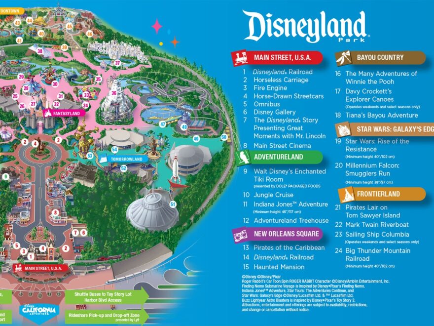 Disneyland Park Map In California Map Of Disneyland