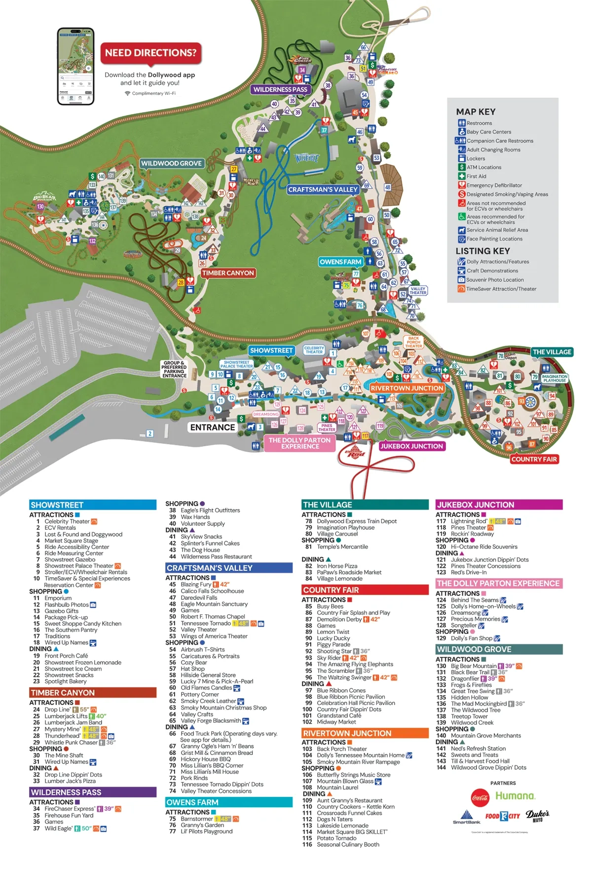 Dollywood Map Theme Park By Section Dollywood Map Theme Park By Section