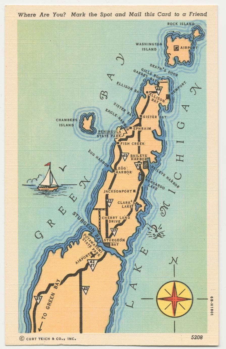 Door County Post Card UWDC UW Madison Libraries