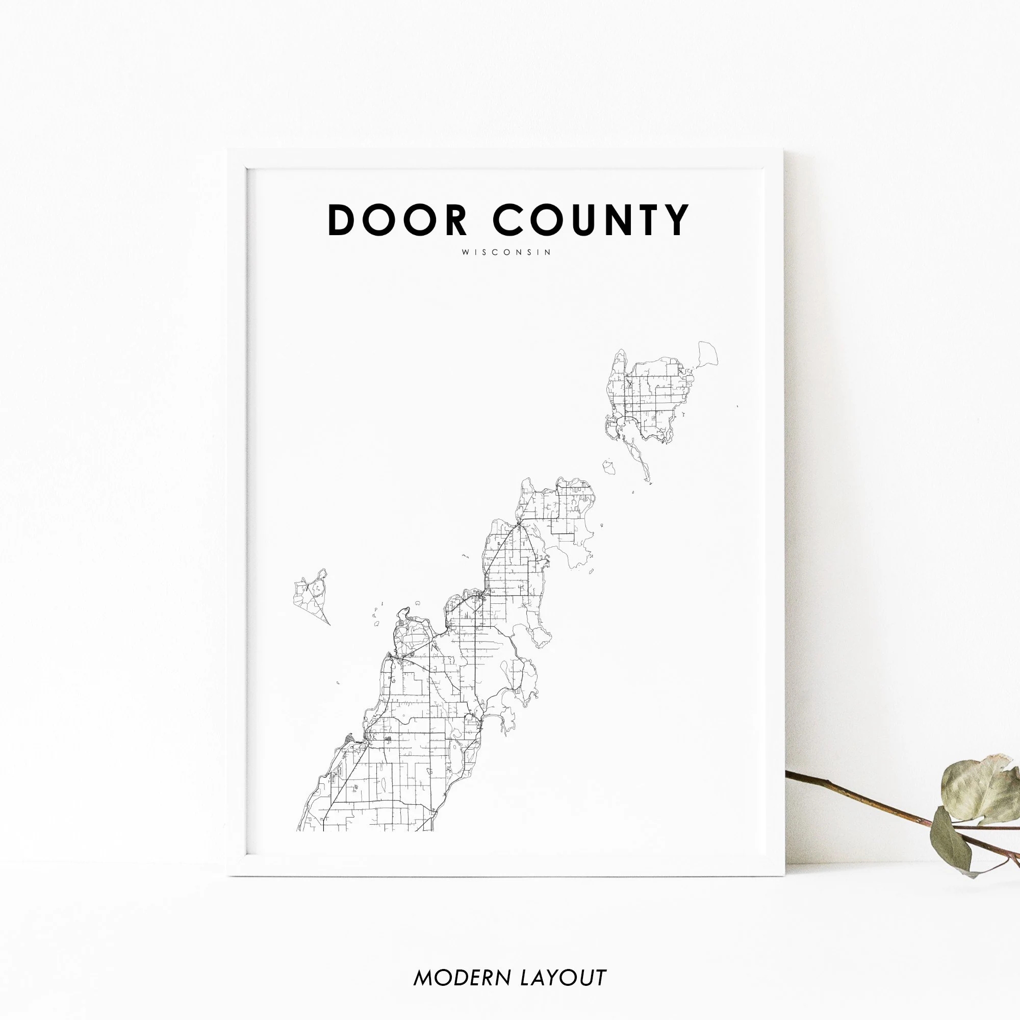 Door County WI Map Print Wisconsin USA Map Art Poster City Street Road Map Print Nursery Room Wall Office Decor Printable Map Etsy