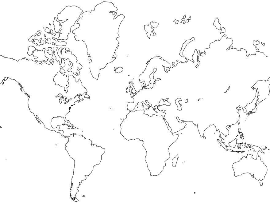 Download Big World Map Line Drawing