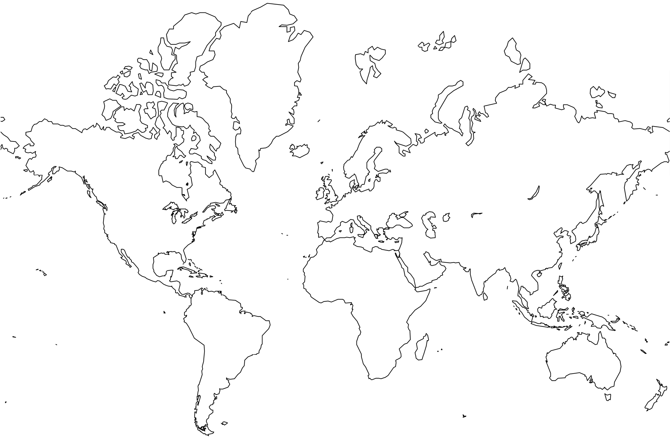 Download Big World Map Line Drawing