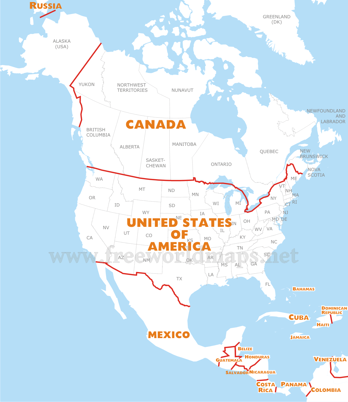 North America Map Hd Printable