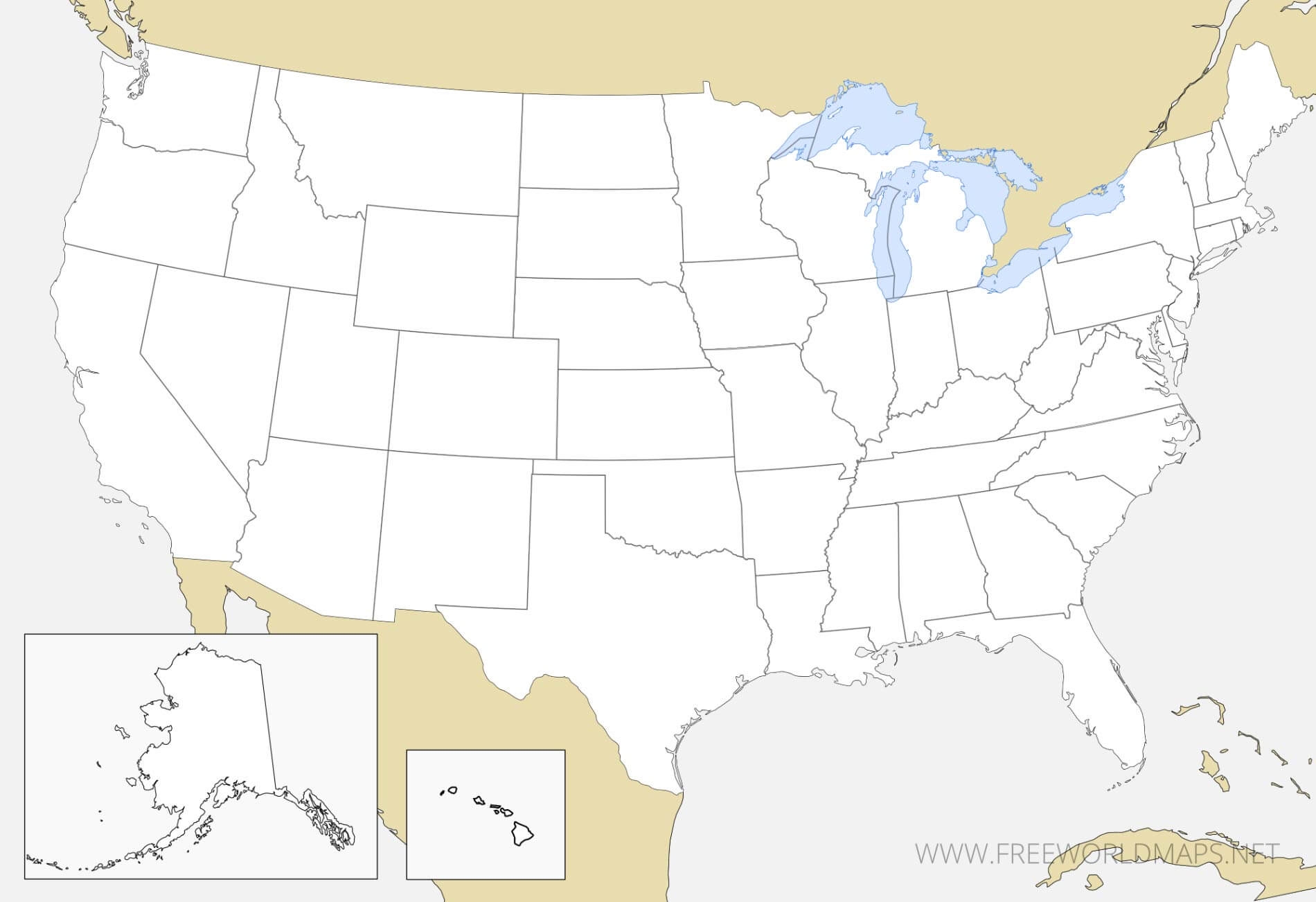 50 States Blank Map Printable Free
