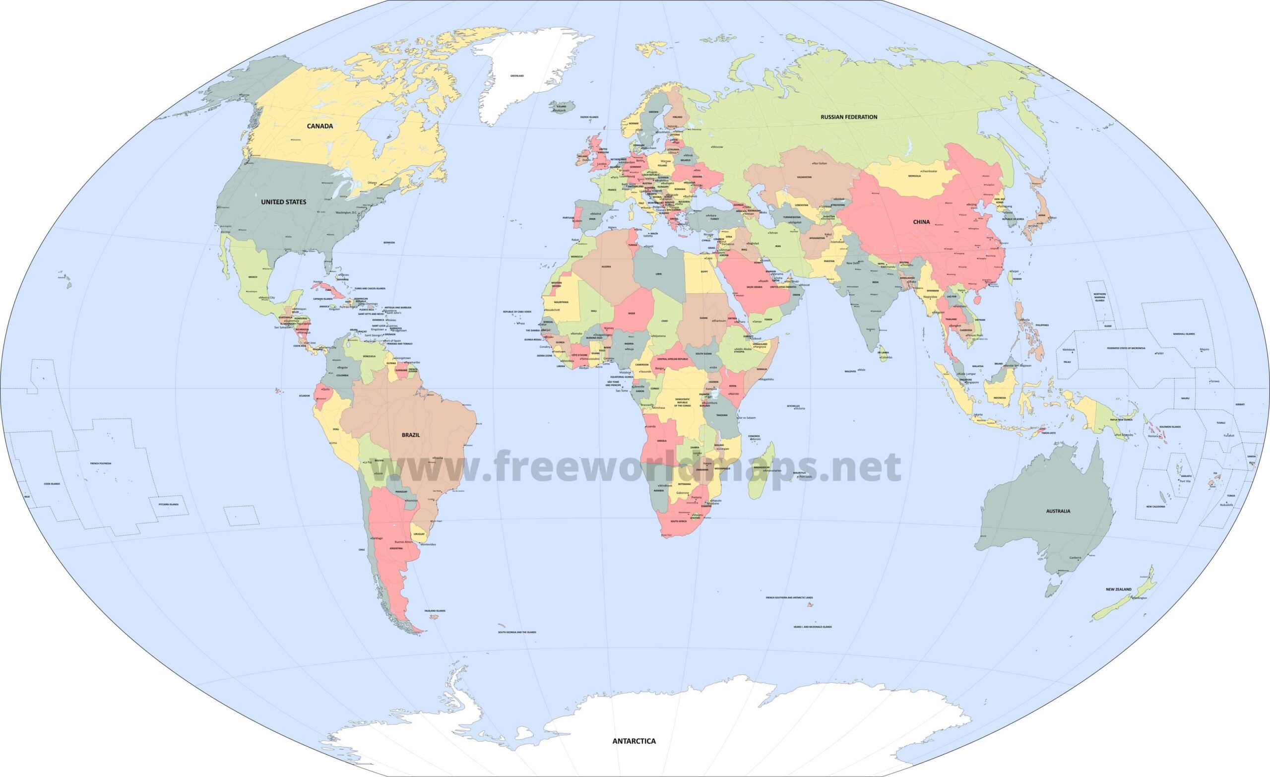Free Printable Map Of World