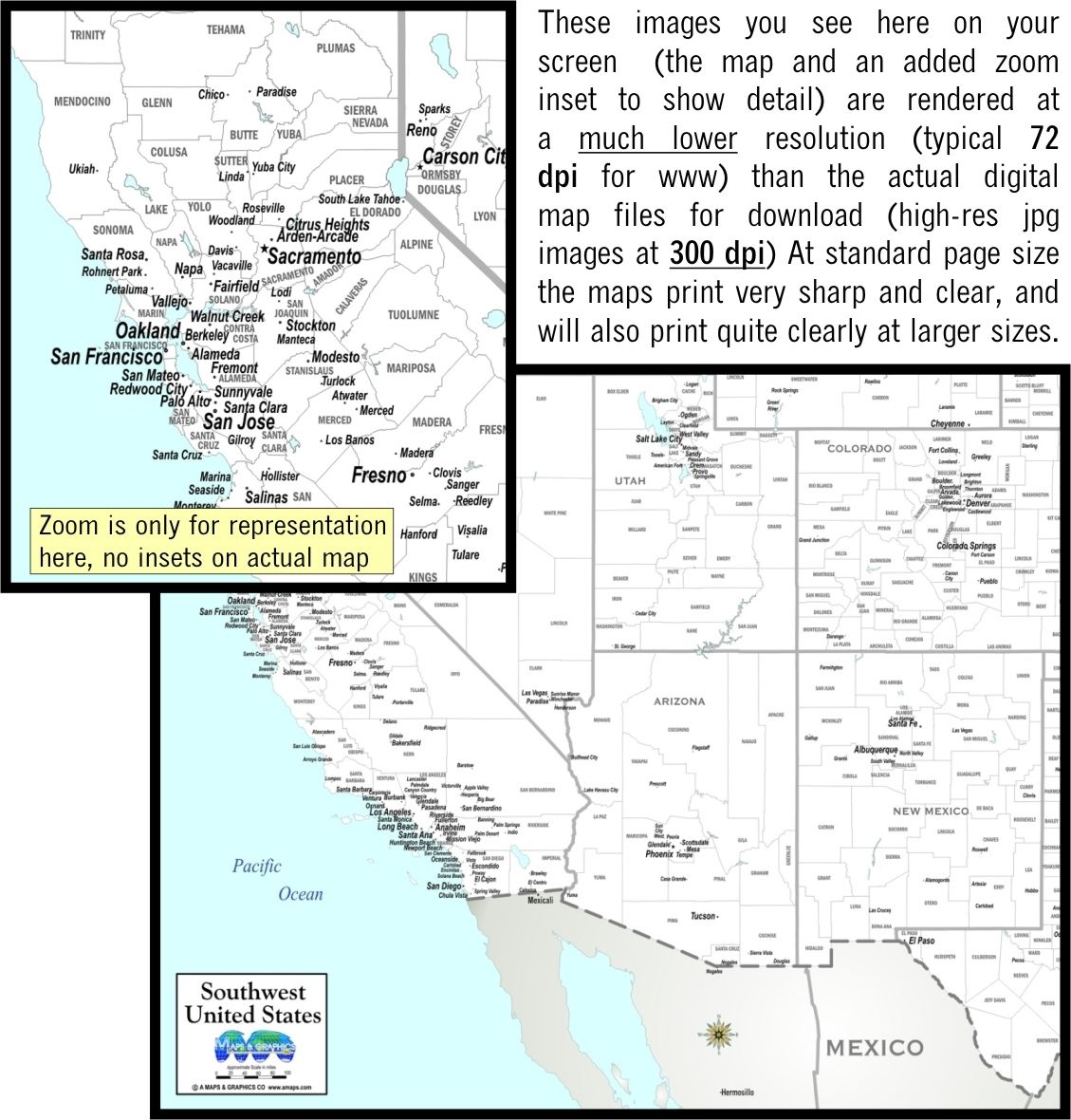 Download Map Southwest USA County City Download Map Southwest USA County City