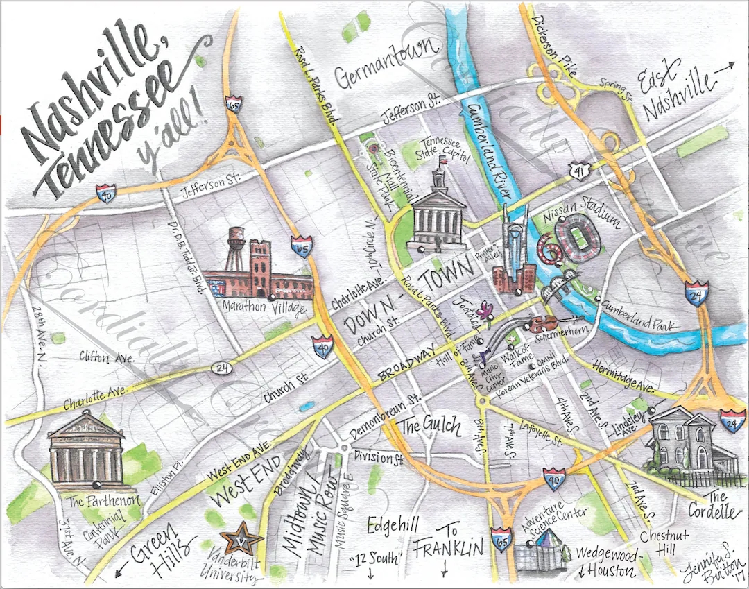 Local Nashville Printable Map Local Nashville Printable Map