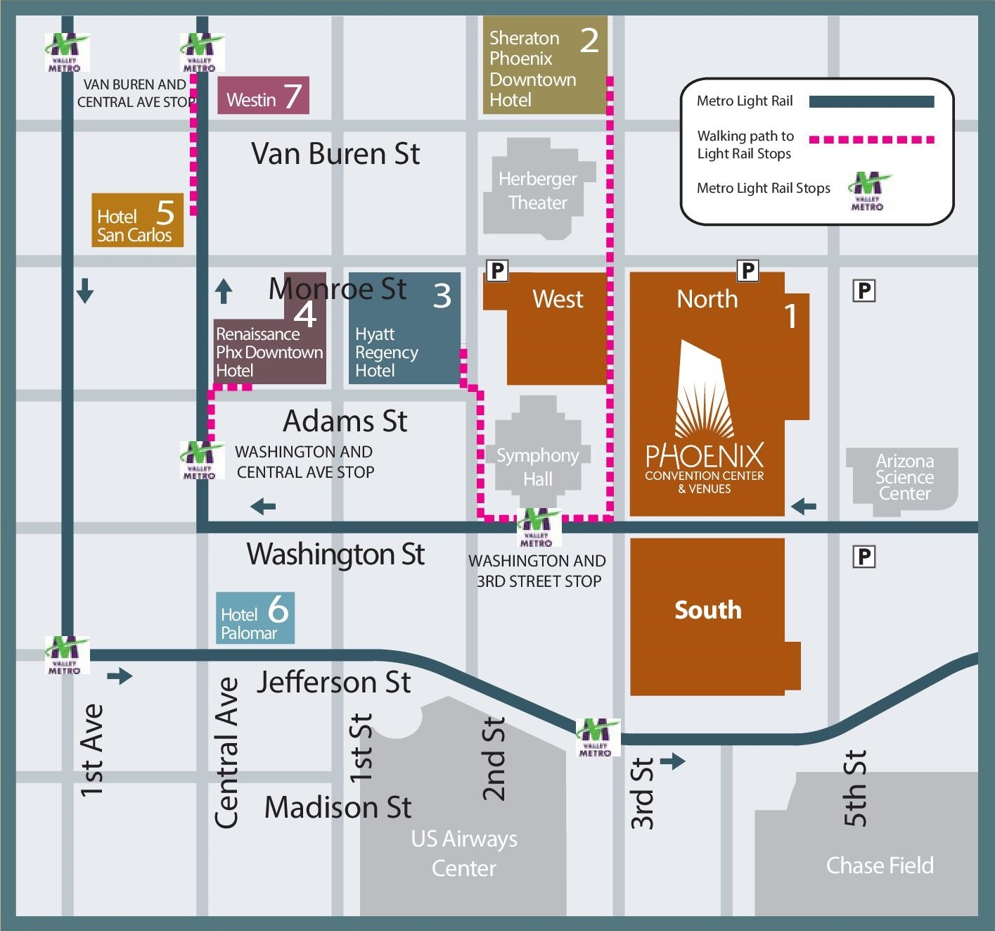 Downtown Phoenix Hotel Map Ontheworldmap