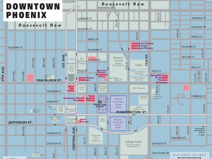 Downtown Phoenix Map Ontheworldmap
