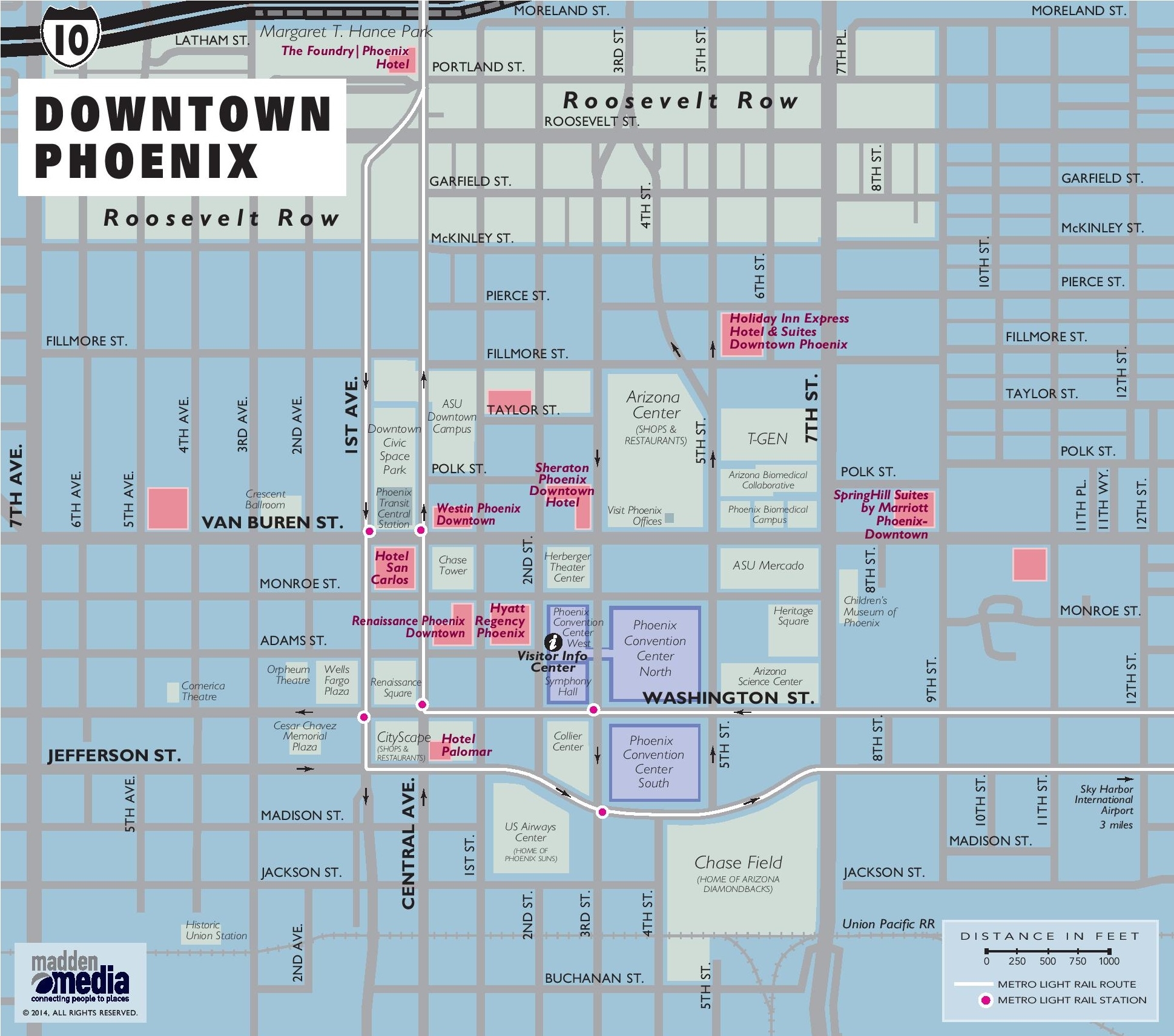 Downtown Phoenix Map Ontheworldmap