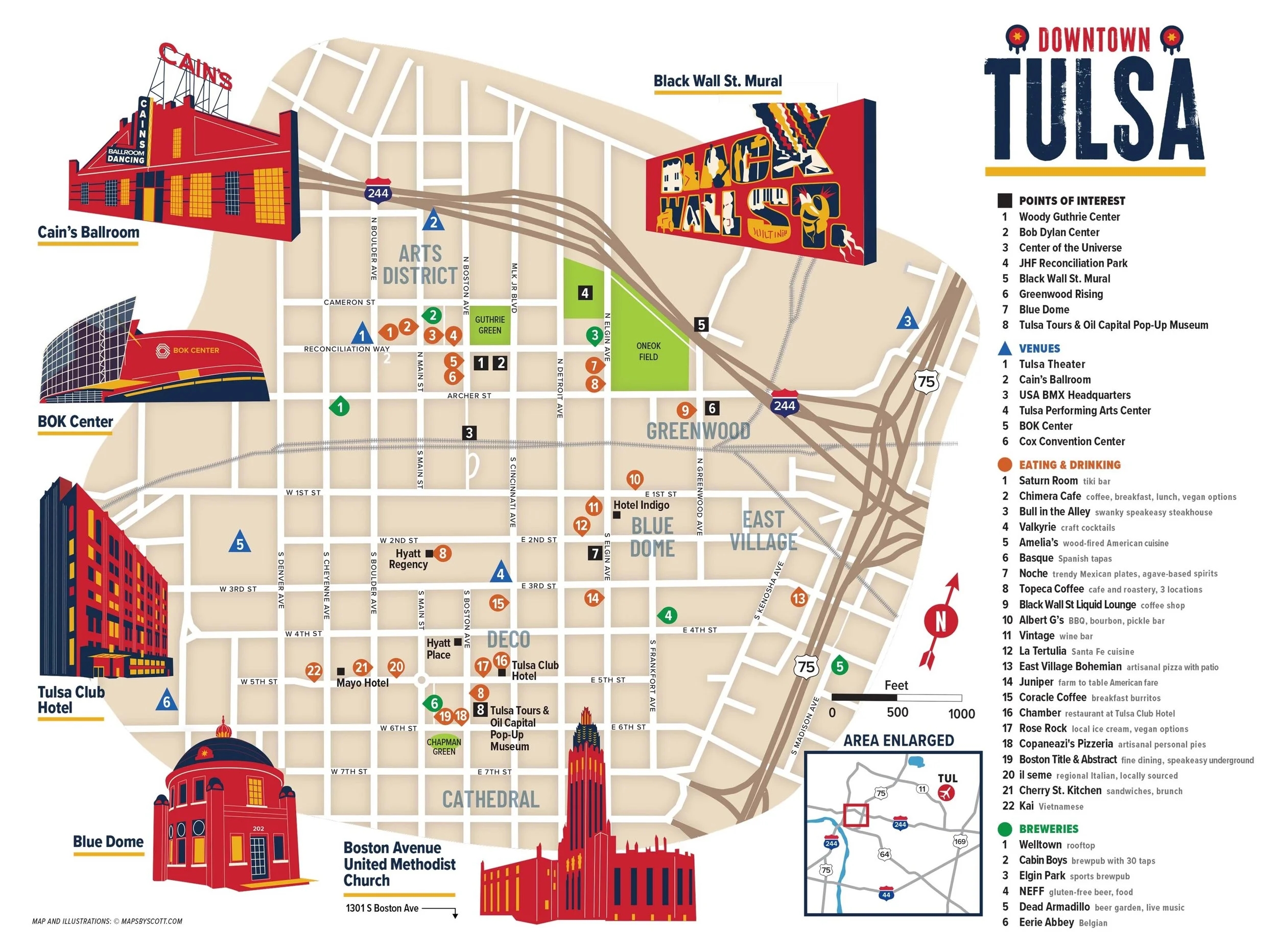 Downtown Tulsa Map Tulsa Tours
