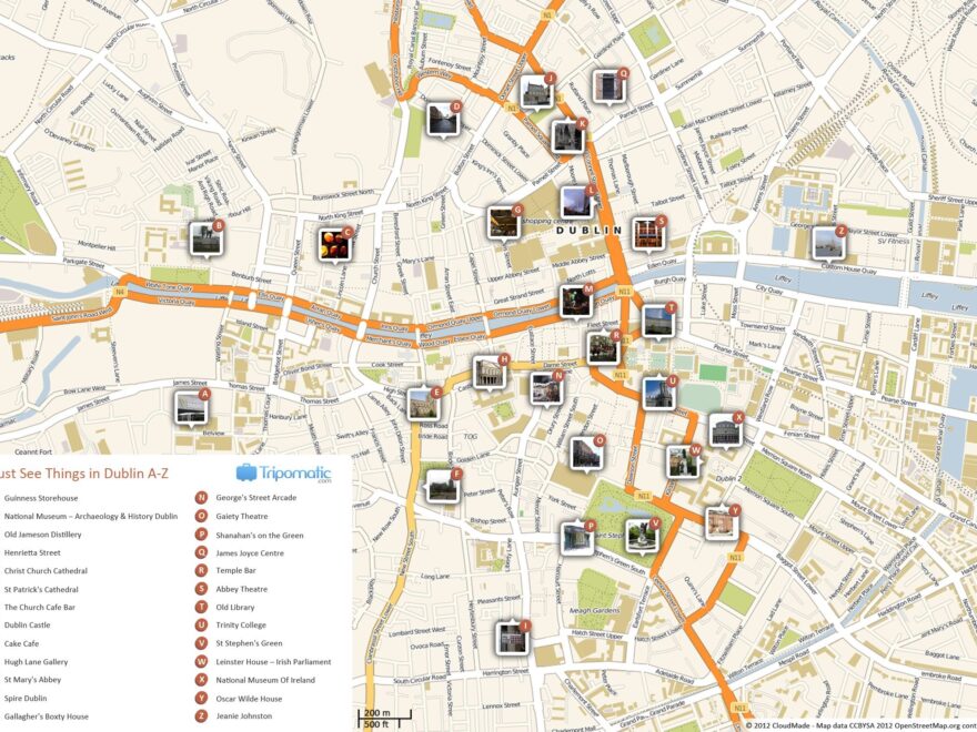 Dublin Printable Tourist Map