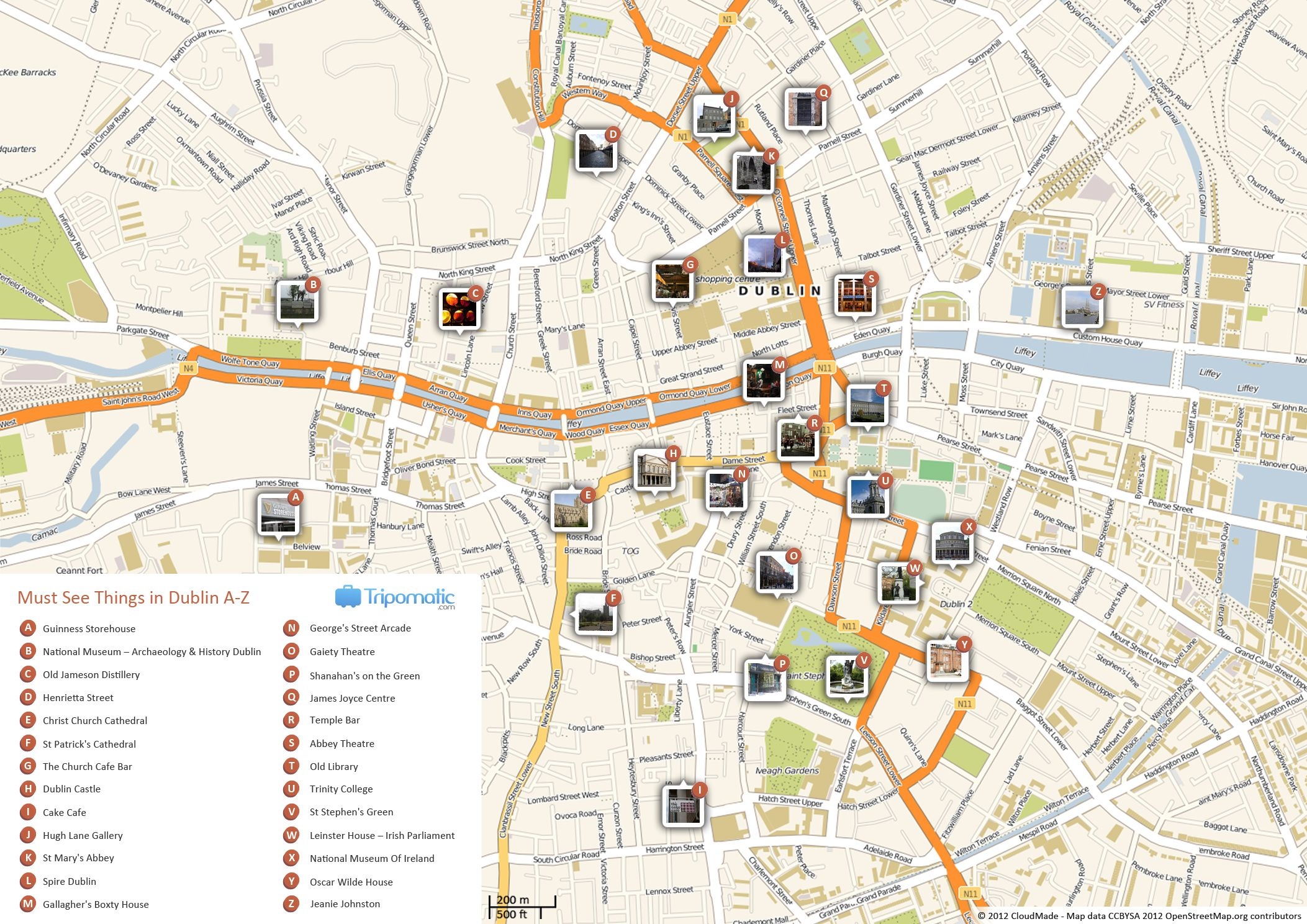 Dublin Printable Tourist Map Dublin Printable Tourist Map