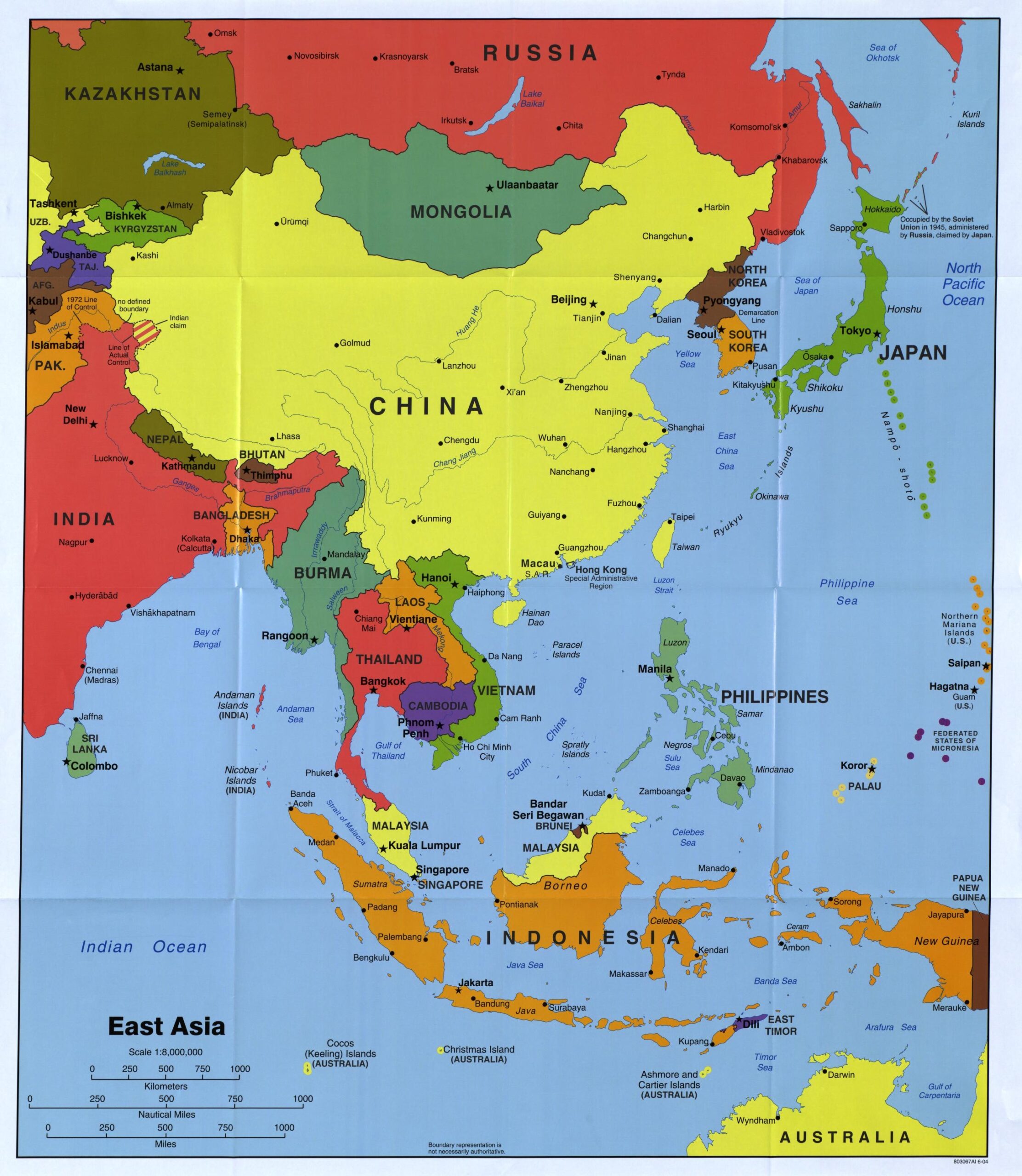 Printable Map Of Asia Labeled