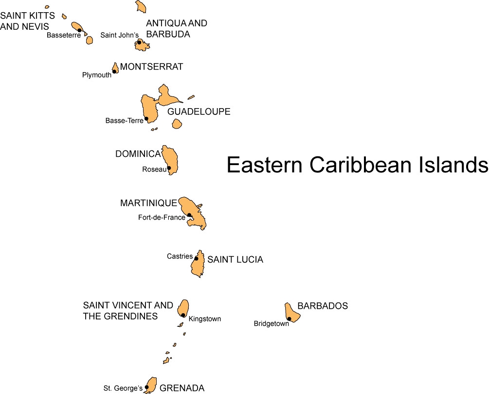 Eastern Caribbean Printable Map Eastern Caribbean Printable Map
