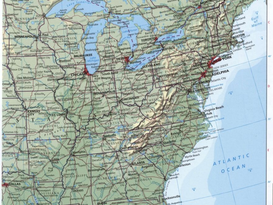 Eastern Coast USA Map Map Of East Coast USA States With Cities Worksheets Library