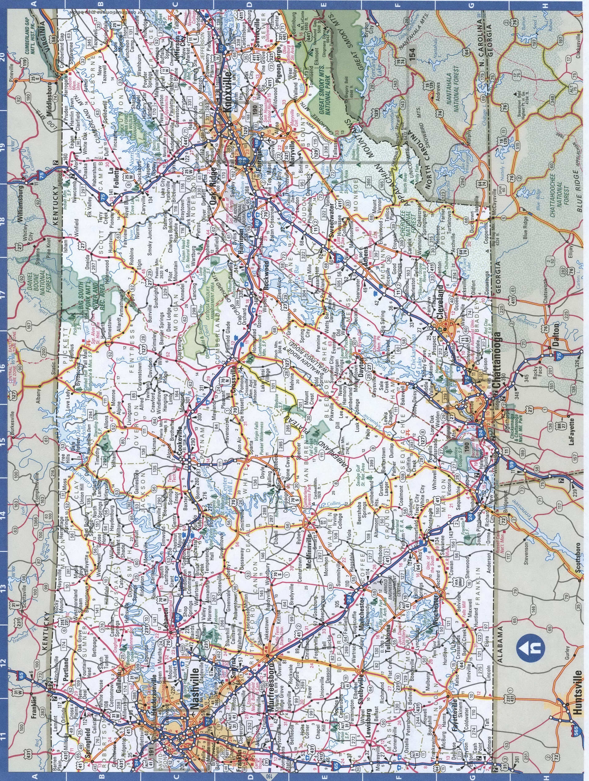 Eastern Tennessee Roads Map Map Of East Tennessee Cities And Highways