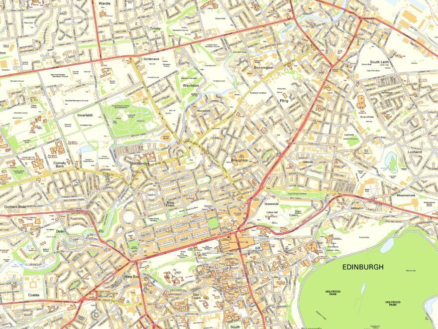 Edinburgh Offline Street Map Including Edinburgh Castle Royal Mile Princess Street Dean Village Waverley Station And Edinburgh Old Town