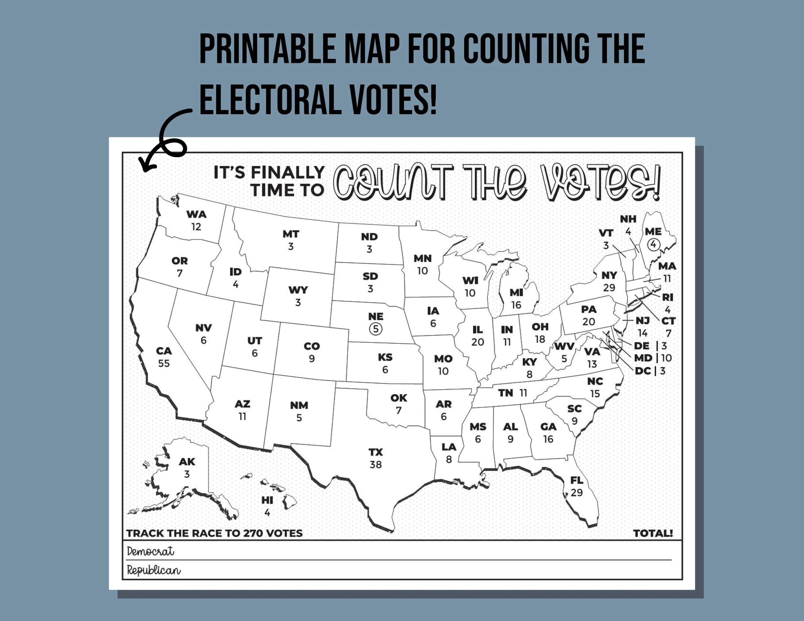 Electoral College Map For Kids Printable Electoral College Map For Kids Printable