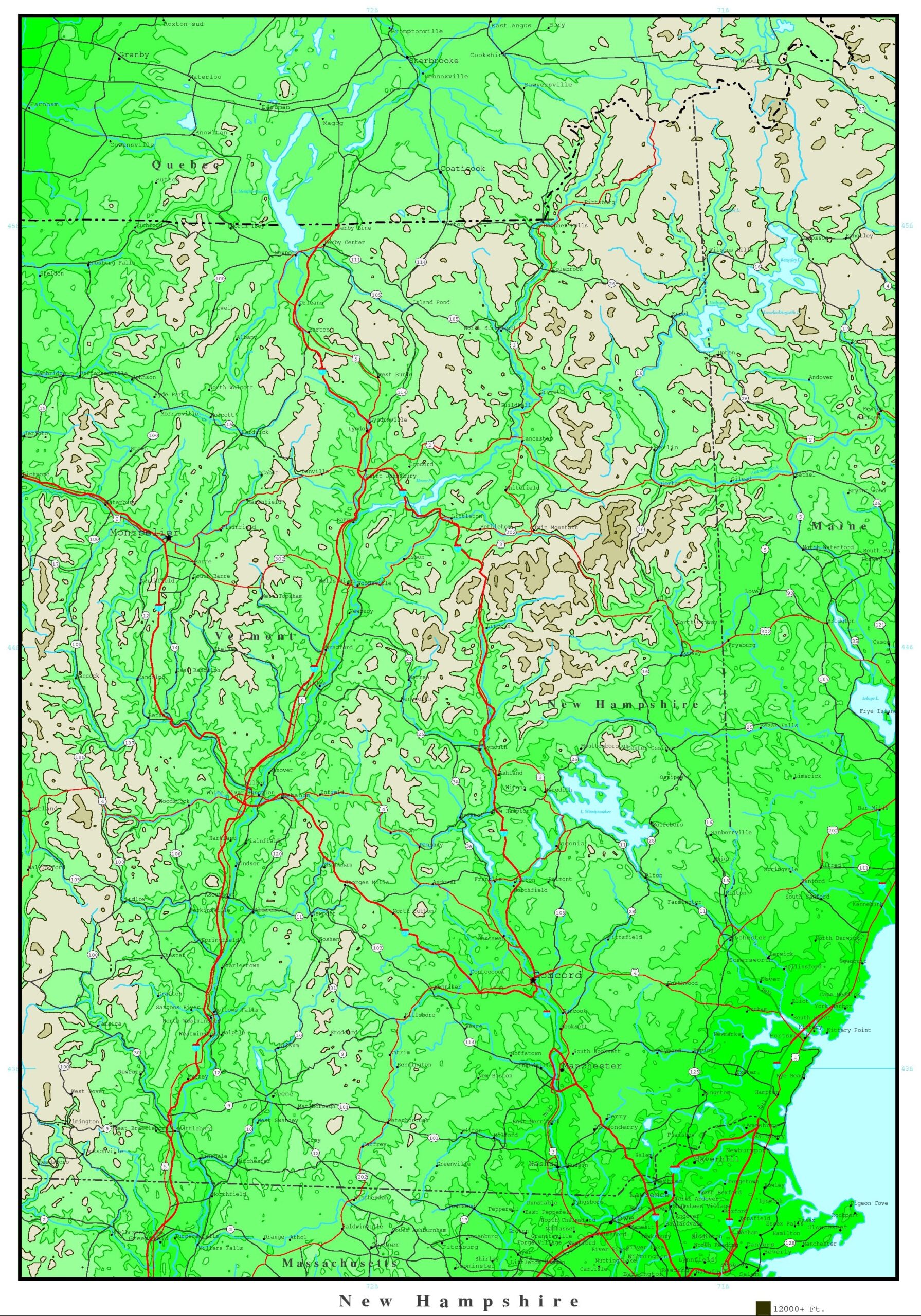 Elevation Contour Map Of New Hampshire