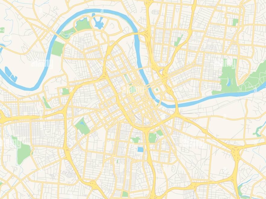 Empty Vector Map Of Nashville Tennessee USA Printable Road Map Created In Classic Web Colors For Infographic Backgrounds Stock Vector Image Art Alamy