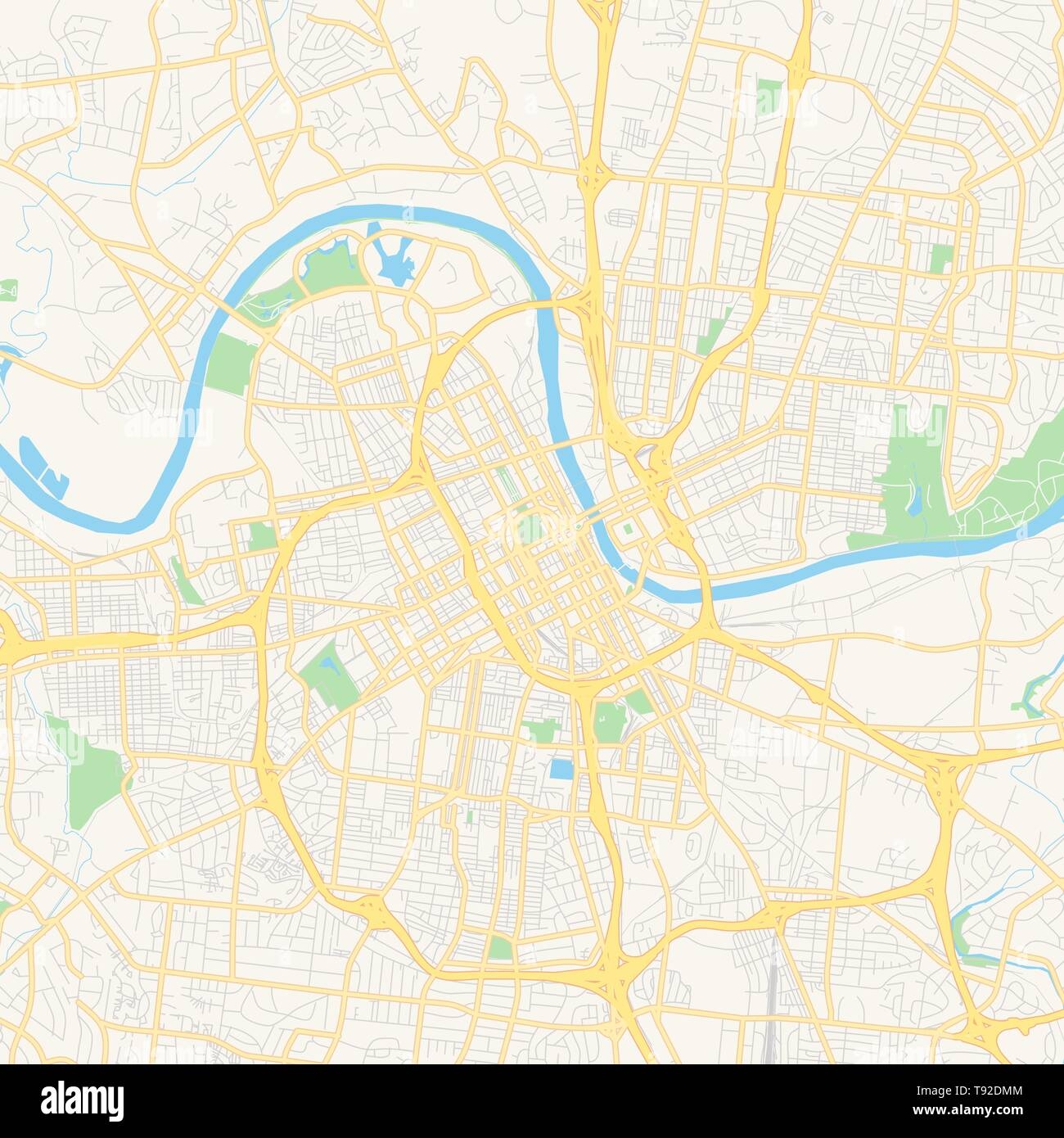 Empty Vector Map Of Nashville Tennessee USA Printable Road Map Created In Classic Web Colors For Infographic Backgrounds Stock Vector Image Art Alamy