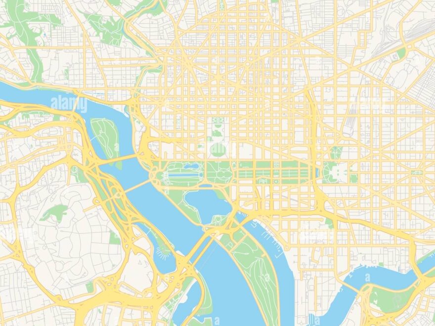 Empty Vector Map Of Washington D C USA Printable Road Map Created In Classic Web Colors For Infographic Backgrounds Stock Vector Image Art Alamy