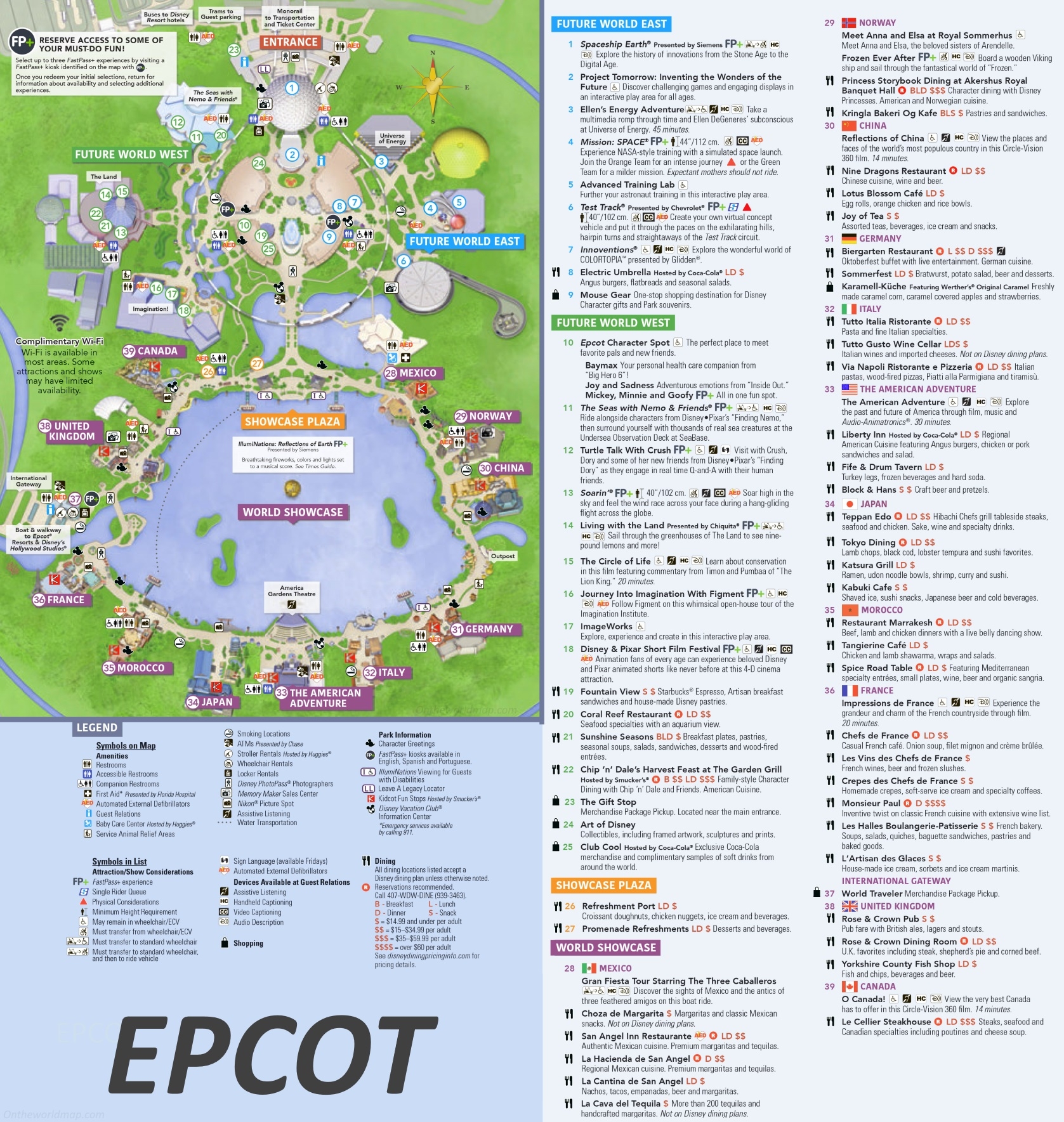 Epcot Map Orlando Ontheworldmap