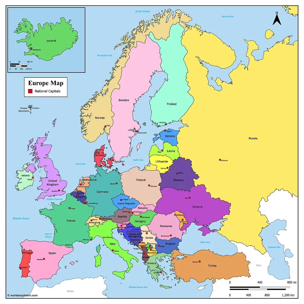 Europe Map With Countries Europe Map Political PDF 