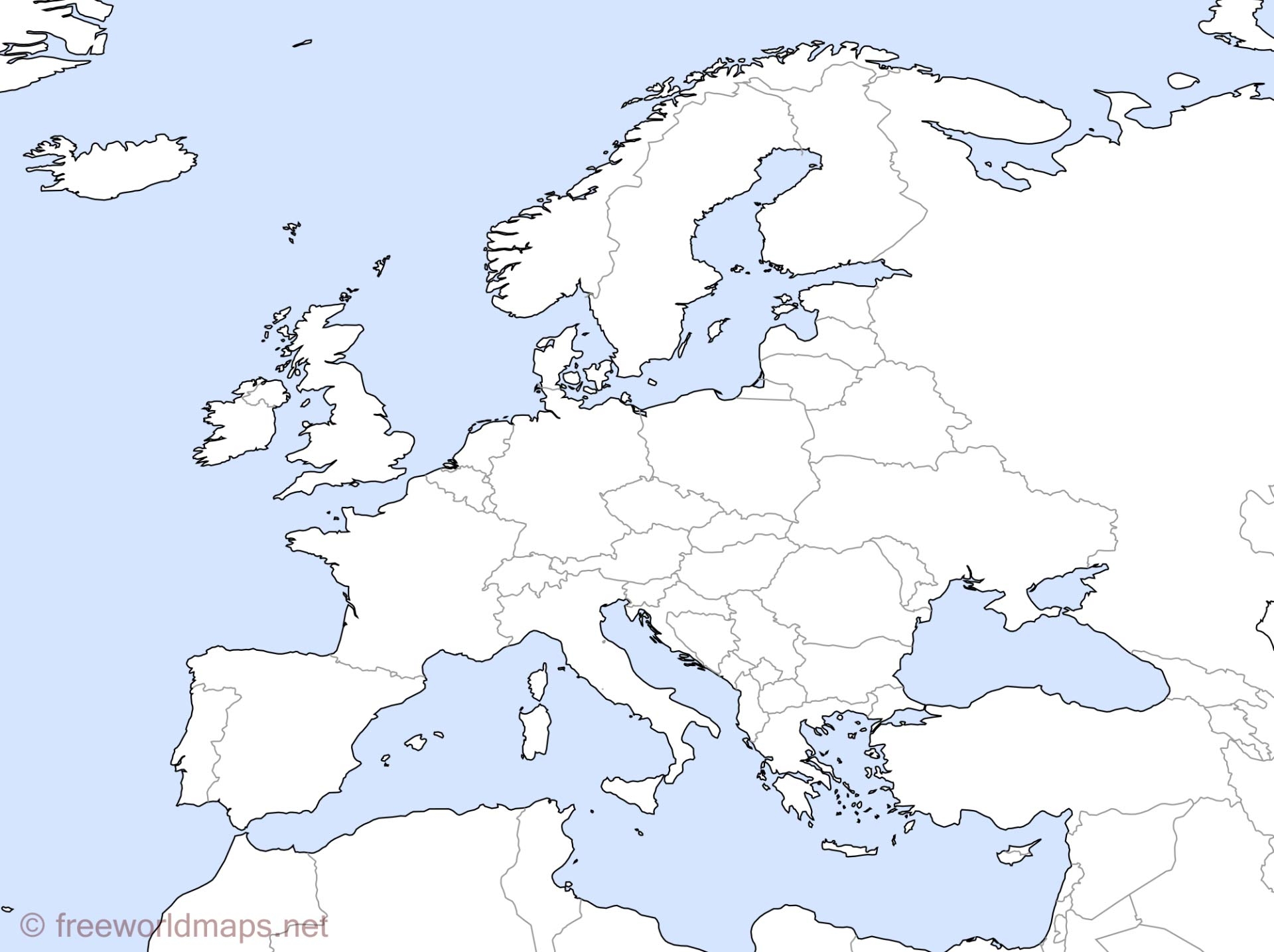 Europe Asia Map Blank Printable