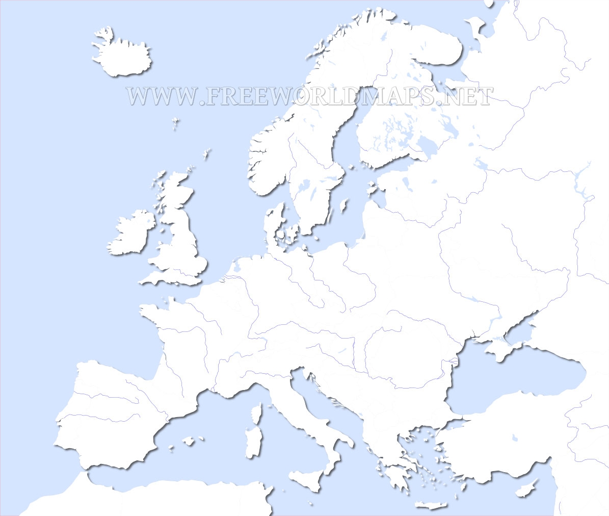 Printable Physical Map Of Europe