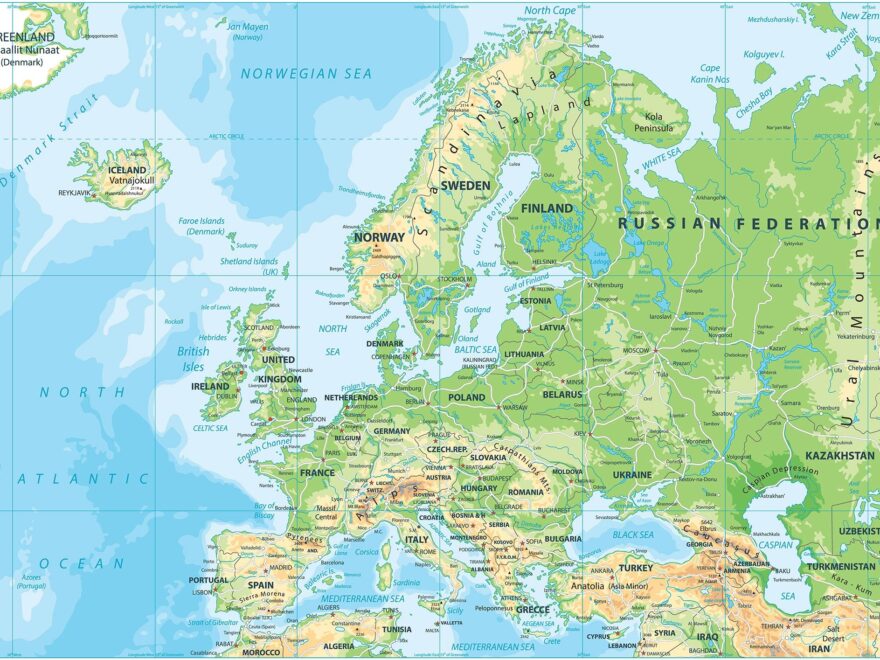 Europe Physical Map GIS Geography