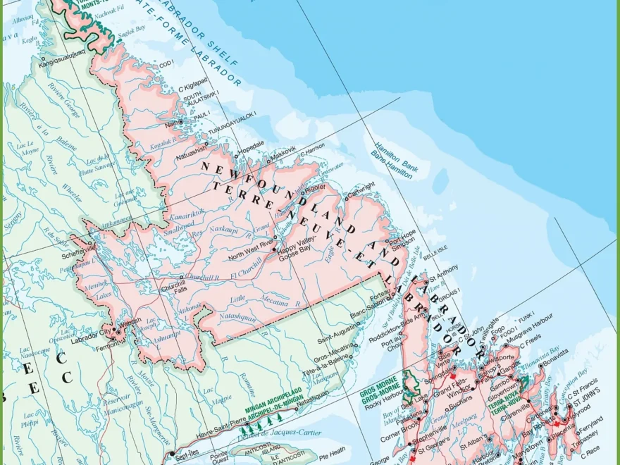 Explore The Wonders Of Newfoundland And Labrador With A Large Detailed Map Canada Maps