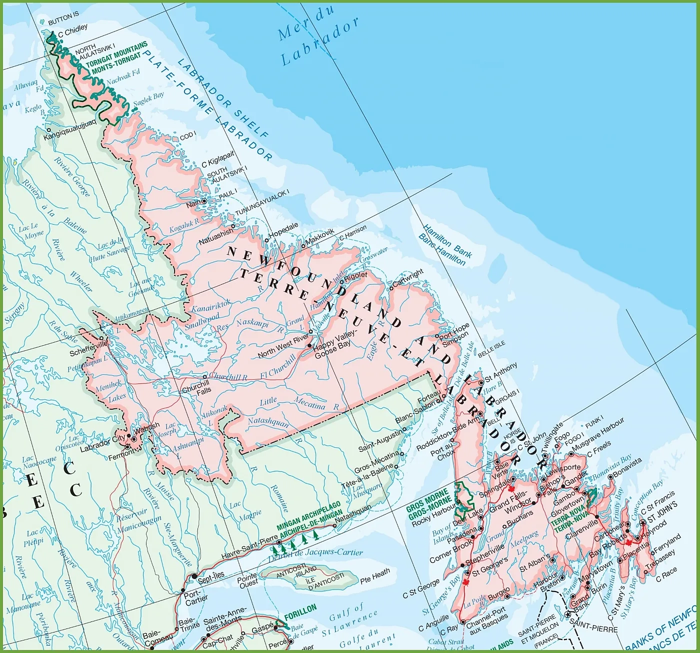 Explore The Wonders Of Newfoundland And Labrador With A Large Detailed Map Canada Maps
