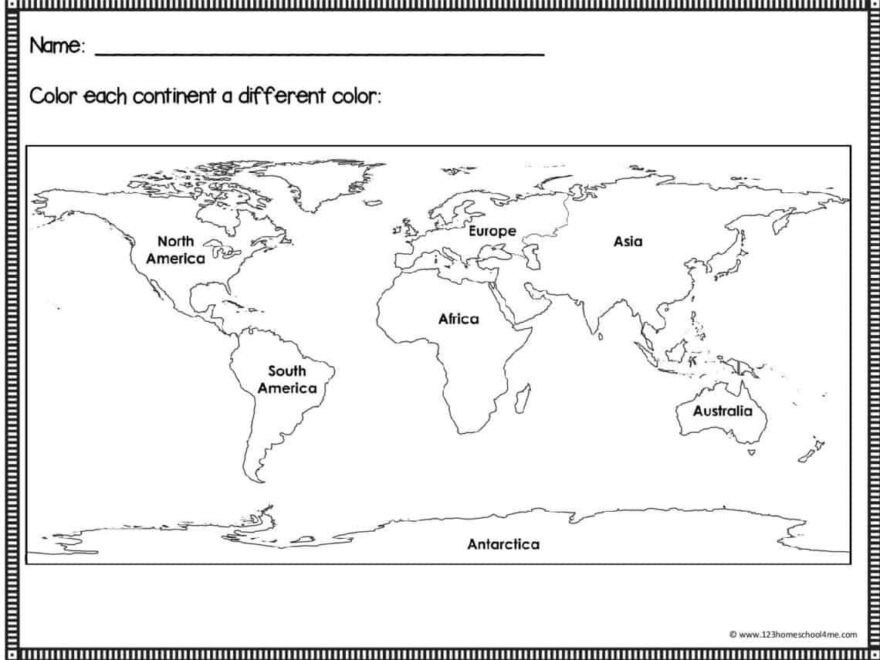 Explore The World Free Continent Printables To Color By Number